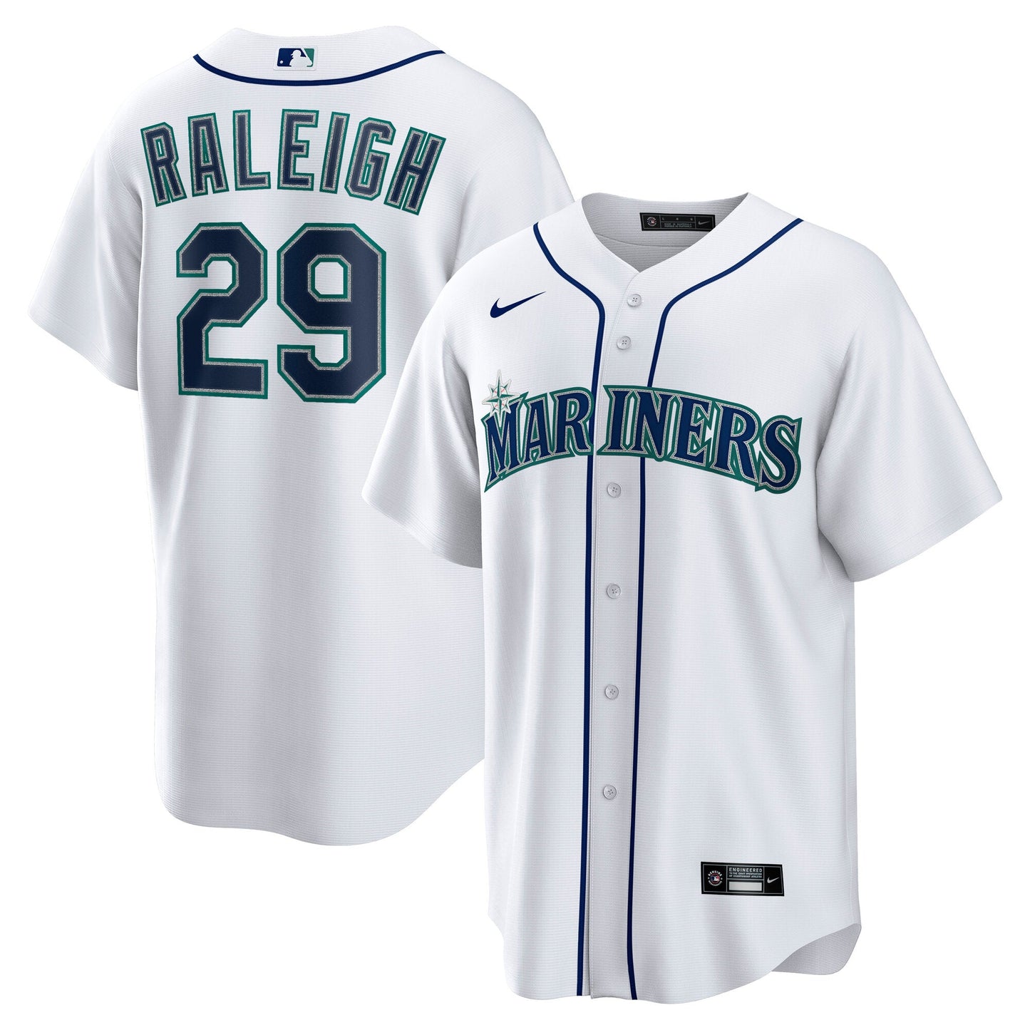 Men's Seattle Mariners Cal Raleigh White Home Player Jersey
