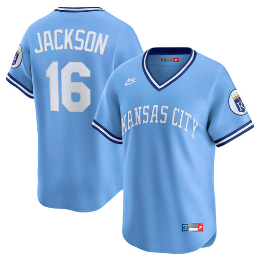 Men's Kansas City Royals Bo Jackson Light Blue Throwback Cooperstown Collection Limited Jersey